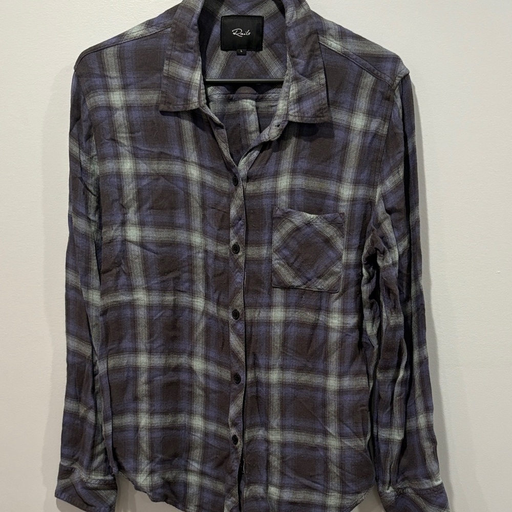 Best for M Rails Purple and Gray Plaid Casual Shirt